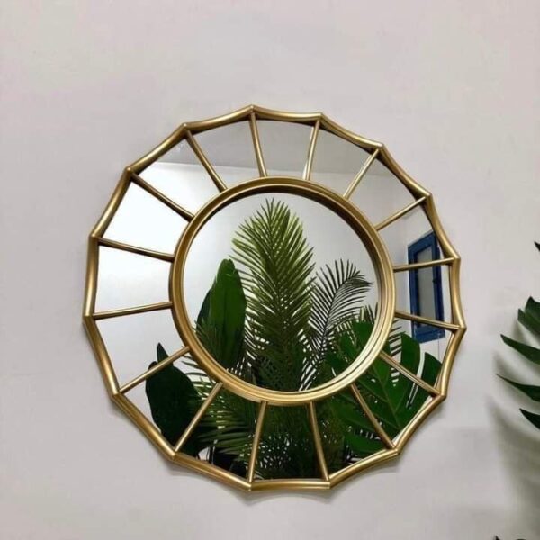 Home Decor Living Room Accent Wall Mirror Sunburst Shape Mirrors with Gold Frame Price in Pakistan | Shopylancy.pk