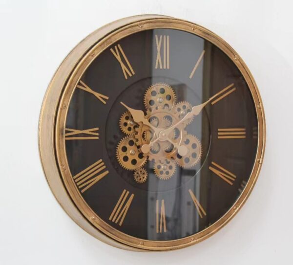 antique gear wall moving gold clock